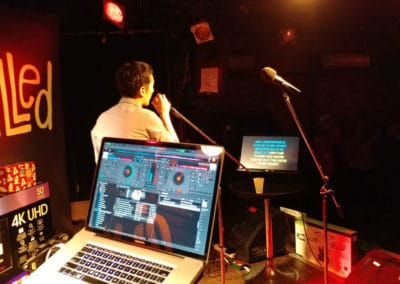 Singing karaoke at the Rivoli