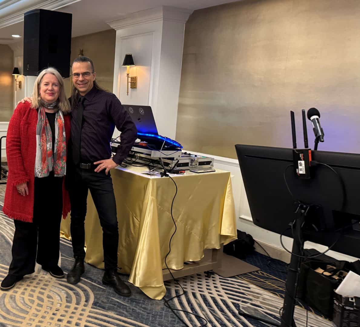 Leandra and DJ Ivan at a Backstage Communications & Events
